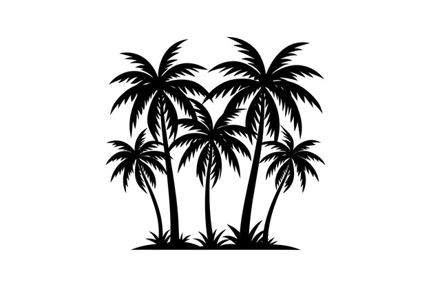 conjunto de siluetas de palmeras artes de diseño vectorial