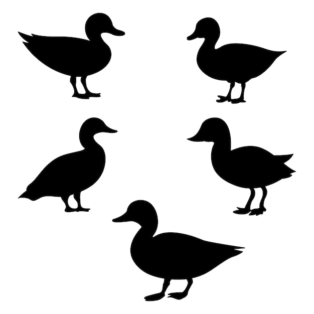 Vector conjunto de siluetas de patos