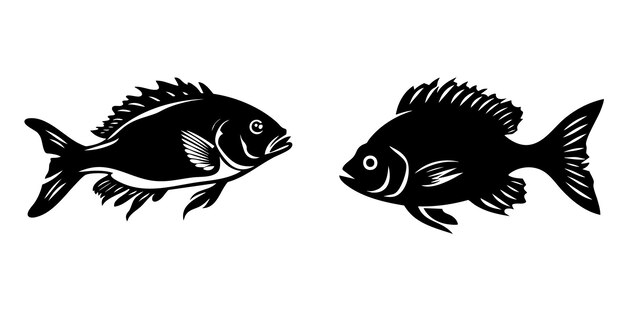 Conjunto de siluetas de peces
