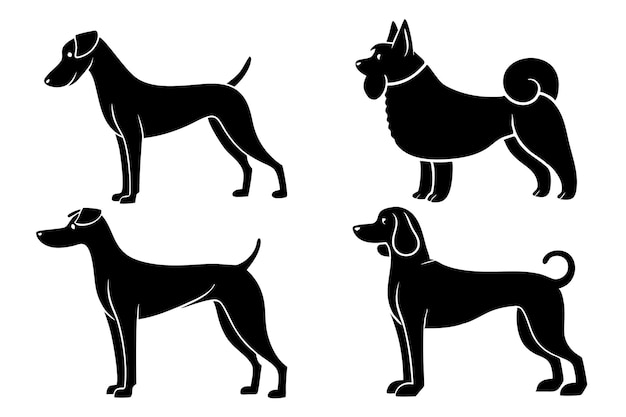 conjunto de siluetas de perros diseño vectorial de razas de perros