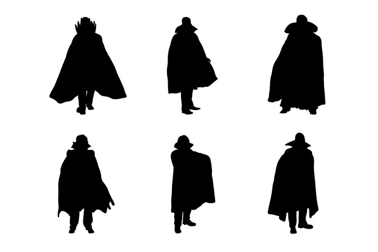 Vector conjunto, de, siluetas, de, vampiro, drácula, vector, diseño