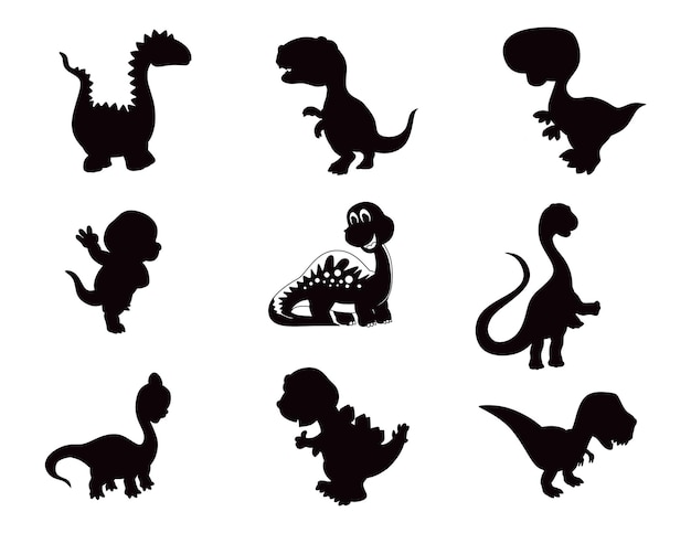 Vector conjunto de siluetas vectoriales aisladas de dinosaurios