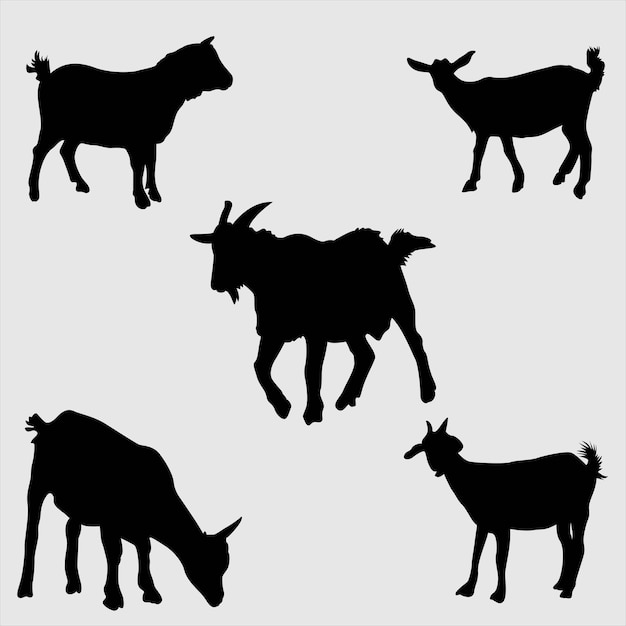 Conjunto de siluetas vectoriales de cabras