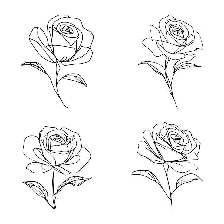 un conjunto de siluetas vectoriales de rosas negras