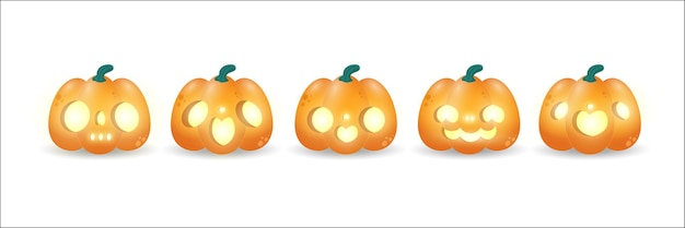 conjunto de símbolo de calabaza de la feliz fiesta de halloween