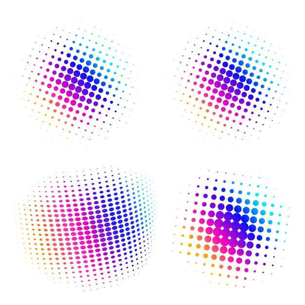 Conjunto Símbolo de elementos de diseño Icono editable Círculos de semitono patrón de punto de semitono sobre fondo blanco Marco de ilustración vectorial eps 10 con puntos aleatorios abstractos negros para tecnología electrónica