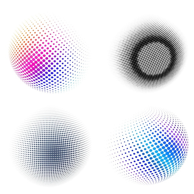 Conjunto Símbolo de elementos de diseño Icono editable Círculos de semitono patrón de punto de semitono sobre fondo blanco Marco de ilustración vectorial eps 10 con puntos aleatorios abstractos negros para tecnología electrónica