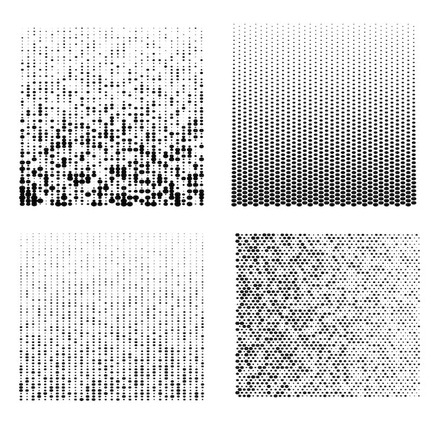 Conjunto Símbolo de elementos de diseño Icono editable Patrón de puntos de semitono sobre fondo blanco Marco de ilustración vectorial eps 10 con puntos aleatorios abstractos negros para big data de tecnología