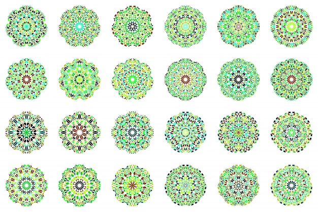 Conjunto de símbolo de mandala de flor abstracta geométrica