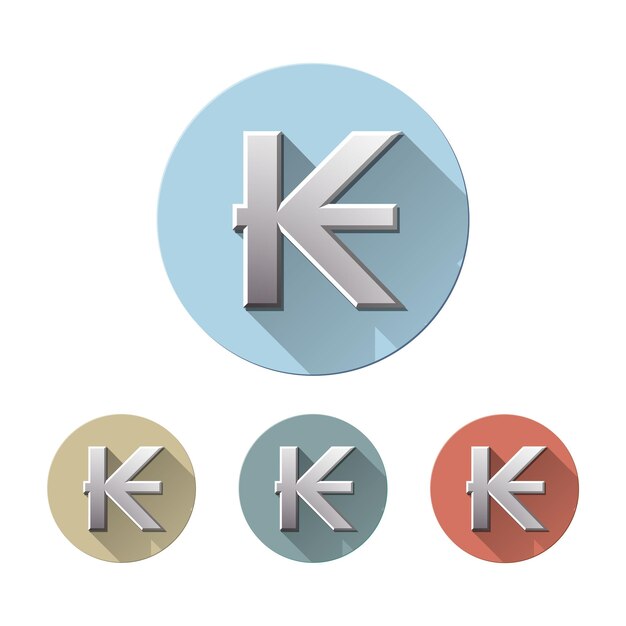 Conjunto de símbolo de moneda Kip en iconos planos de círculo de color