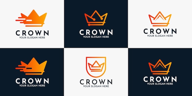 Conjunto de símbolo de negocio de logotipo abstracto de corona