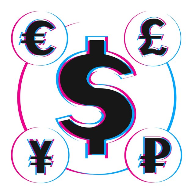 Vector conjunto de símbolo de signo de dinero de falla