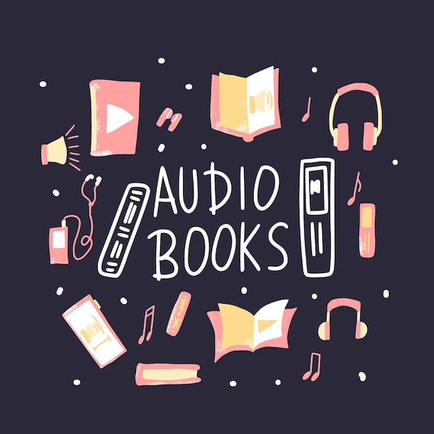 Conjunto de símbolos de audiolibros Ilustración vectorial