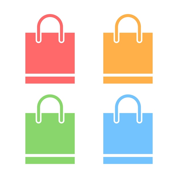 Conjunto de símbolos de bolsas de compras vectoriales