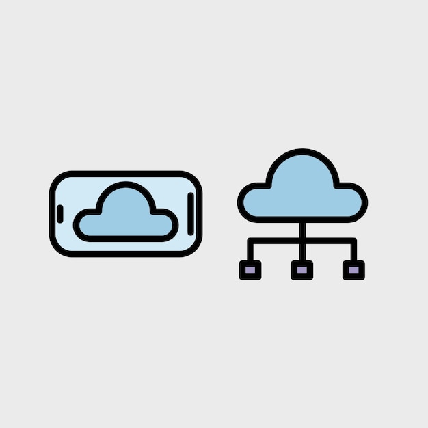 Conjunto de símbolos de computación en la nube Tecnología y red de infraestructura en la nube