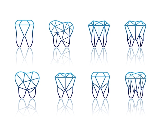 Conjunto de símbolos de dientes Ilustración vectorial