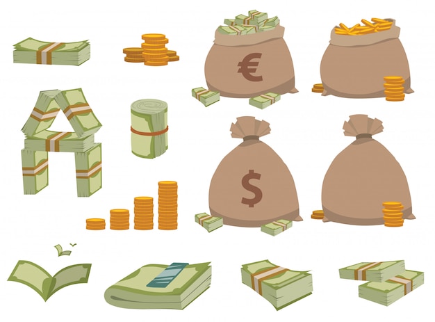 Vector conjunto de símbolos de dinero.