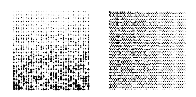 Conjunto de símbolos de elementos de diseño Patrón de círculo de punto de marco de semitono editable sobre fondo blanco Marco de ilustración vectorial eps 10 con puntos negros aleatorios Icono de borde redondo usando texto de puntos de círculo de semitono