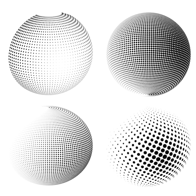 Conjunto de símbolos de elementos de diseño Patrón de círculo de punto de marco de semitono editable sobre fondo blanco Marco de ilustración vectorial eps 10 con puntos negros aleatorios Icono de borde redondo usando texto de puntos de círculo de semitono