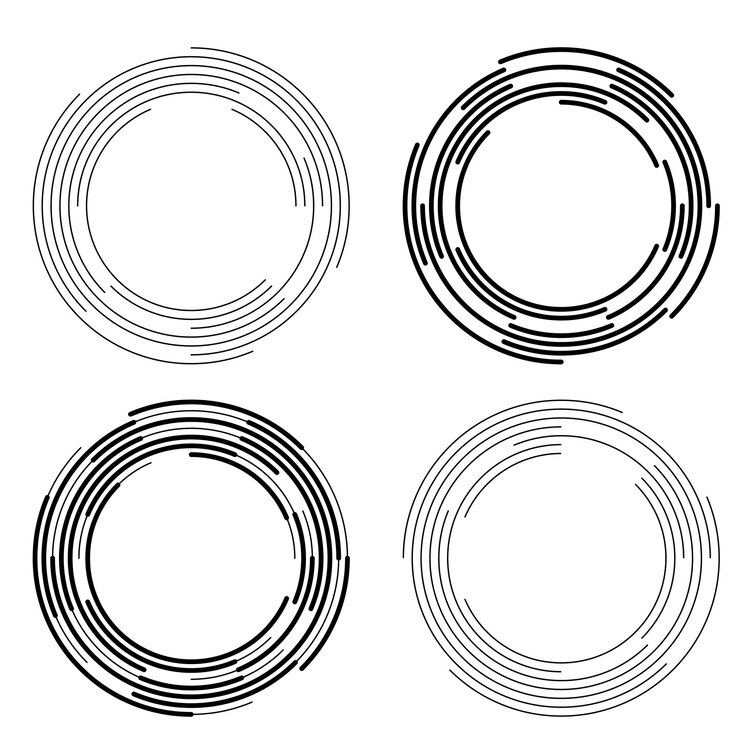 Vector conjunto de símbolos de elementos de diseño patrón de círculo de punto de marco de semitono editable sobre fondo blanco marco de ilustración vectorial eps 10 con puntos negros aleatorios icono de borde redondo usando texto de puntos de círculo de semitono