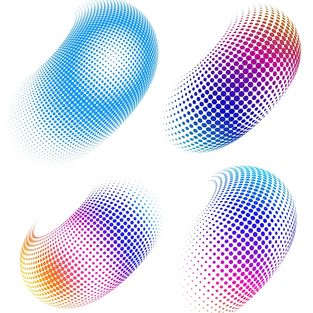 Conjunto de símbolos de elementos de diseño Patrón de círculo de punto de marco de semitono editable sobre fondo blanco Marco de ilustración vectorial eps 10 con puntos negros aleatorios Icono de borde redondo usando texto de puntos de círculo de semitono