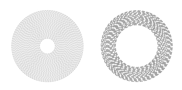 Conjunto de símbolos de elementos de diseño Patrón de círculo de punto de marco de semitono editable sobre fondo blanco Marco de ilustración vectorial eps 10 con puntos negros aleatorios Icono de borde redondo usando texto de puntos de círculo de semitono