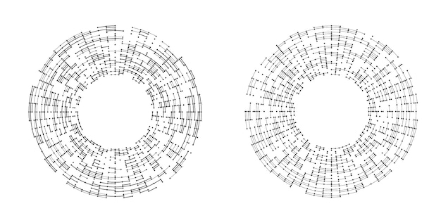 Conjunto de símbolos de elementos de diseño Patrón de círculo de punto de marco de semitono editable sobre fondo blanco Marco de ilustración vectorial eps 10 con puntos negros aleatorios Icono de borde redondo usando texto de puntos de círculo de semitono
