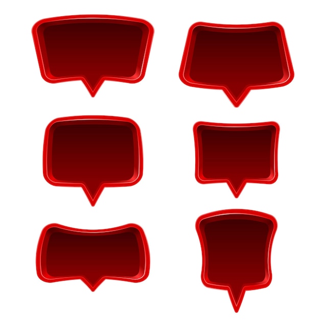 Conjunto de símbolos de habla de los medios de comunicación de curvatura roja