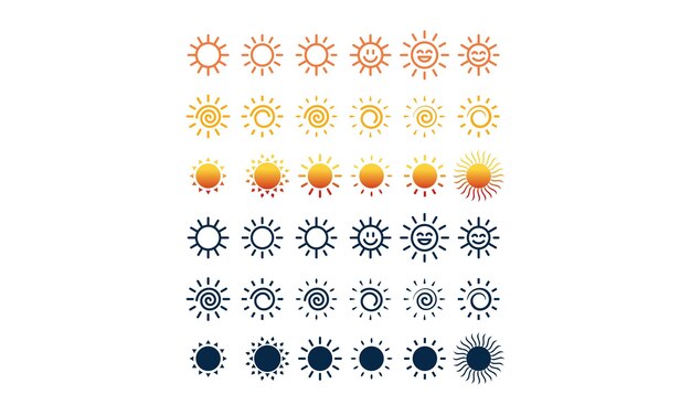 conjunto de símbolos de íconos del sol