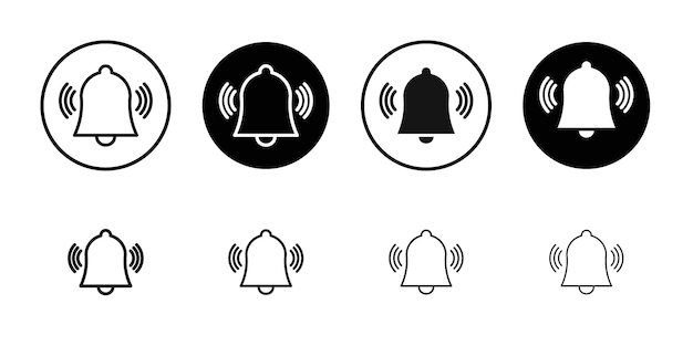 Conjunto de símbolos de línea plana del icono del anillo de campana
