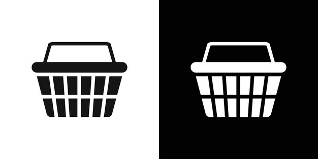 Conjunto de símbolos de línea plana para el icono de la canasta de compras