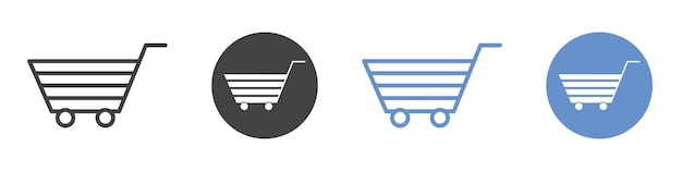 Conjunto de símbolos de línea plana del icono del carrito