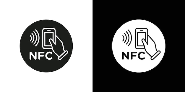 conjunto de símbolos de línea plana del icono de comunicación NFC