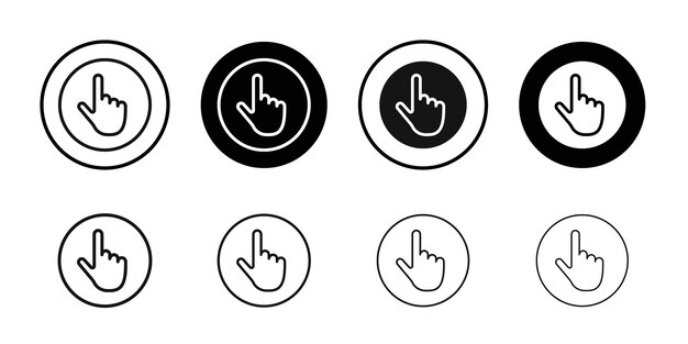Conjunto de símbolos de línea plana del icono del dedo del cursor