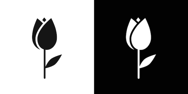 El conjunto de símbolos de línea plana del icono de la flor del tulipán