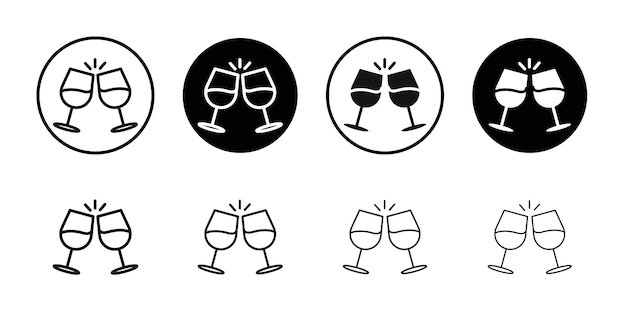 Conjunto de símbolos de línea plana del icono de Glasscheers
