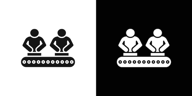 Conjunto de símbolos de línea plana del icono de la línea de ensamblaje
