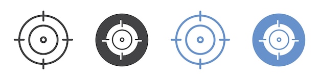 Conjunto de símbolos de línea plana del icono de objetivo