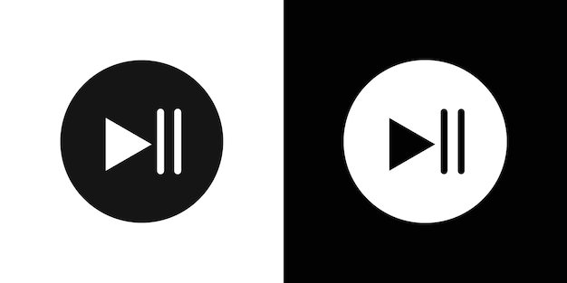 El conjunto de símbolos de línea plana del icono de pausa de reproducción