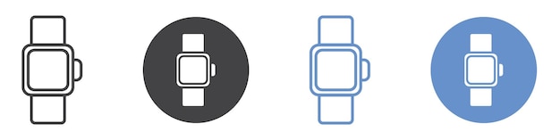 Conjunto de símbolos de línea plana del icono del reloj inteligente