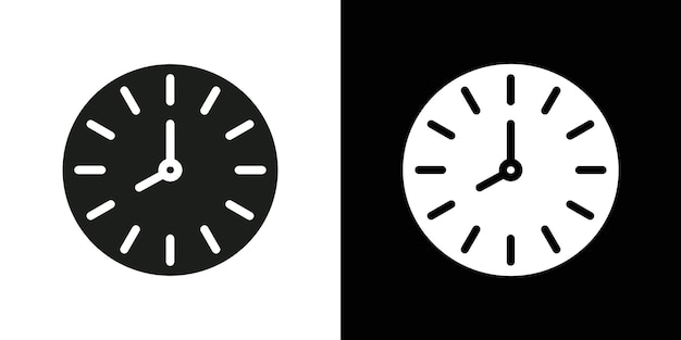 Conjunto de símbolos de línea plana del icono del reloj