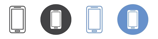 Conjunto de símbolos de línea plana del icono del teléfono inteligente
