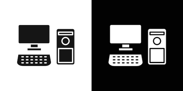 Conjunto de símbolos de línea plana de íconos de computadora