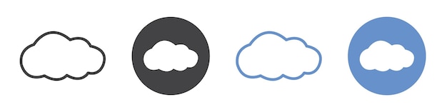 Conjunto de símbolos de línea plana de íconos de nubes