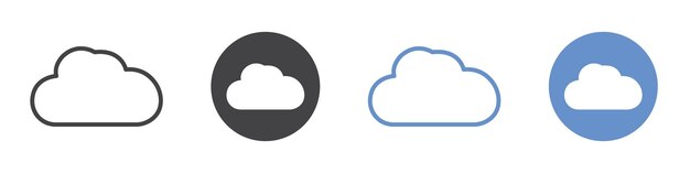 Conjunto de símbolos de línea plana de íconos de nubes