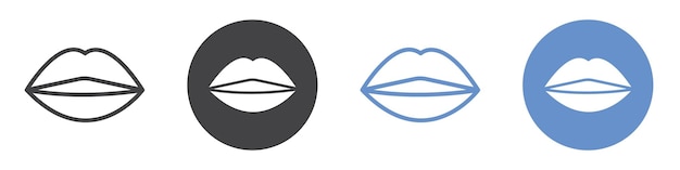 Conjunto de símbolos de líneas planas del icono de los labios