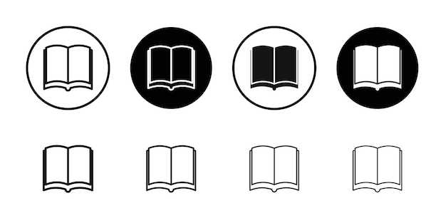 Conjunto de símbolos de líneas planas del icono del libro