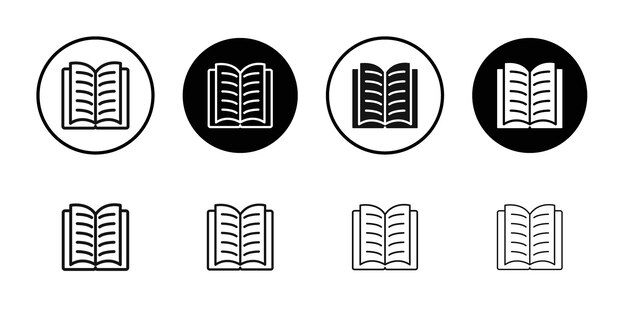 Conjunto de símbolos de líneas planas del icono del libro