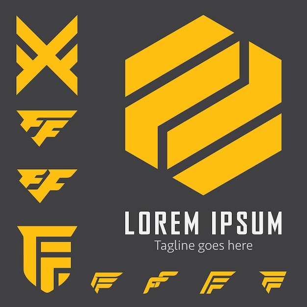 Conjunto de símbolos de logotipo doble F o FF