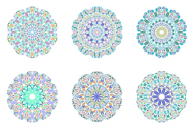 Conjunto de símbolos de mandala pétalo abstracto geométrico adornado